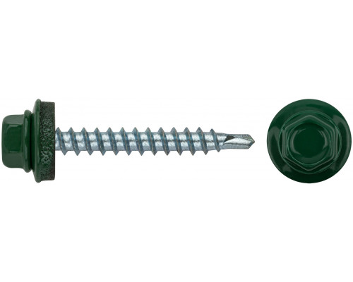 Шурупы кровельные со сверлом 4.8 х 38 зеленый RAL 6002 (фасовка 250 шт.) (23532-4)