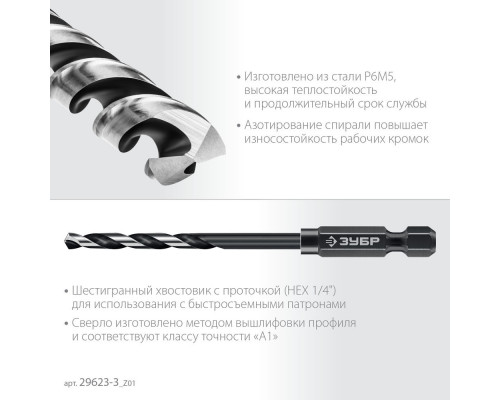 Сверло по металлу НЕХ-1/4