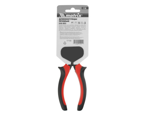 Длинногубцы прямые Black Nickel, 160 мм, двухкомпонентные рукоятки Matrix (17158)