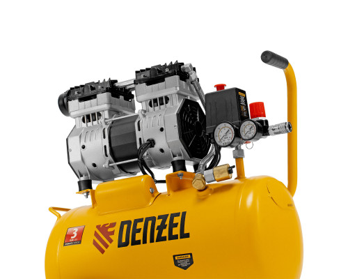 Компрессор DLS950/24 безмаслянный малошумный 950 Вт, 165 л/мин, ресивер 24 л Denzel (58026)