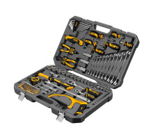 Набор инструментов, 1/2, 1/4, CrV, S2, пластиковый кейс, 100 предметов Denzel