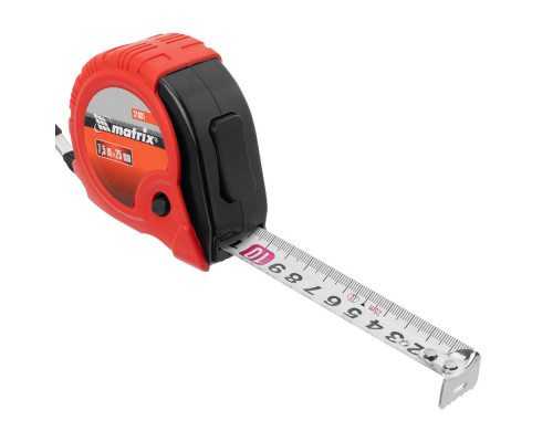 Рулетка Rubber,7,5 м х 25 мм,обрезиненный корпус Matrix