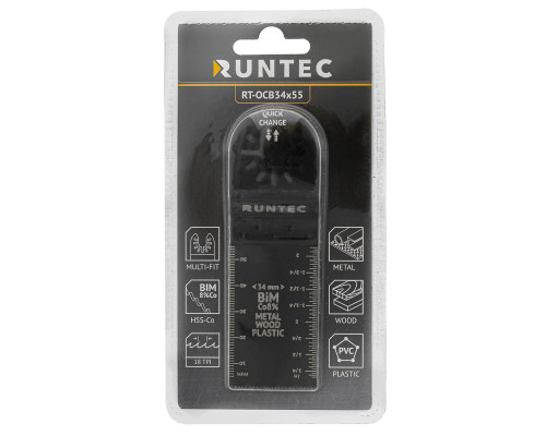 RUNTEC RT-OCB34x55 Насадка для МФИ (реноватора) RUNTEC BiM пильная прямая 34x55 мм по дереву, пластику и металлу (RT-OCB34x55)
