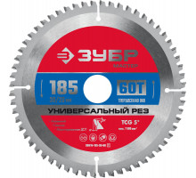 Диск пильный по алюминию 185 x 30/20 мм, 60Т ЗУБР Универсальный рез 36916-185-30-60_z01