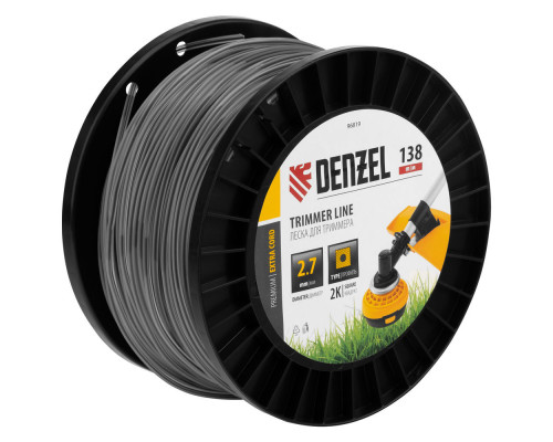 Леска для триммера двухкомпонентная квадрат, 2,7мм х 138м, на DIN катушке EXTRA CORD Denzel (96819)