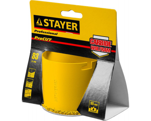 Коронка кольцевая 83 мм, L 55 мм, карбид вольфрама STAYER Professional 33345-83