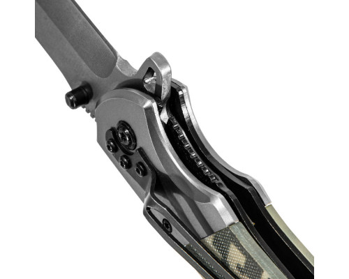 Нож складной, многоцелевой, системы Liner-Lock, с накладкой G10 на классической рукоятке Denzel (79207)