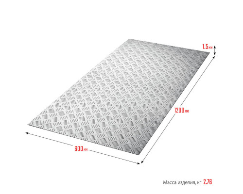Лист алюминиевый рифлёный Квинтет 600 x 1200 x 1.5 мм ЗУБР Профессионал 53830