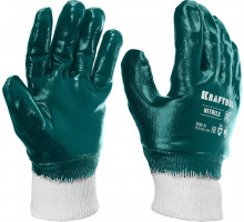 Перчатки HYKRAFT Heavy Duty - особопрочные, XL (10), с манжетой, нитриловое покрытие, высокая защита от нефтепродуктов KRAFTOOL 11289-XL