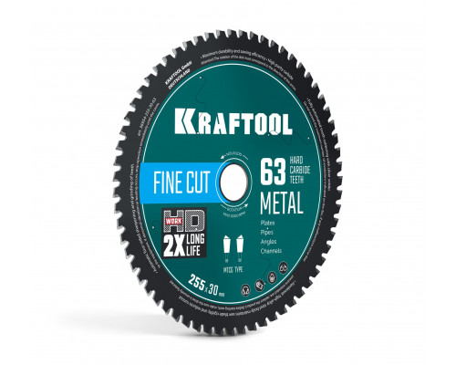 Диск пильный по металлу и стали Metal Cut, 255 х 30 мм, 63Т KRAFTOOL 36954-255-30-63