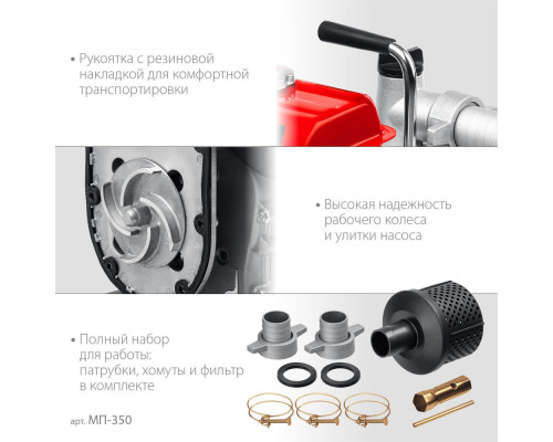 Мотопомпа бензиновая 350 л/мин ЗУБР МП-350  