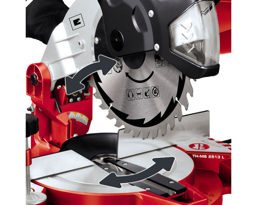 Пила торцовочная Einhell TC-MS 2513 L, 1600Вт,250х30мм,пропил 130х75мм (4300850)