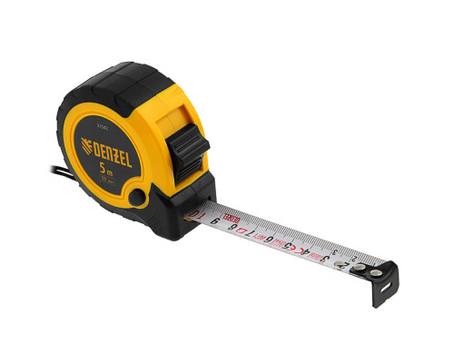 Рулетка 5м х 19мм, двухкомп. корпус, кнопка-пауза Denzel