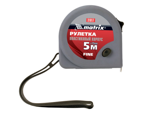 Рулетка Fine,5 м х 19 мм,пластиковый корпус Matrix