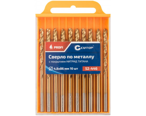 Сверло по металлу Cutop Profi с титановым покрытием, 4,8х86 мм (10 шт) (52-446)