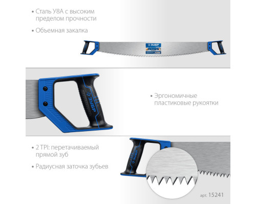 Пила двуручная с пластиковыми рукоятками 1000 мм ЗУБР Профессионал 15241