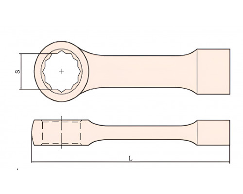 Ключ накидной односторонний ударный облегчённый 55 искробезопасный сплав AlCu 160A-55, HORTZ