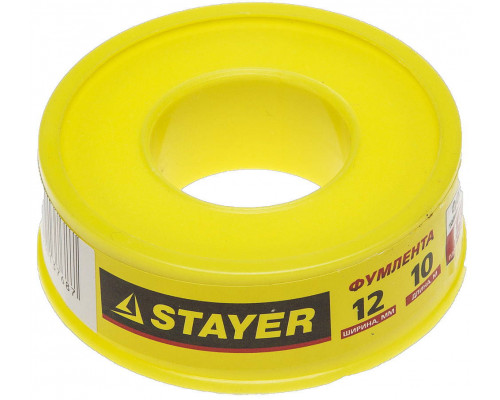 ФУМ лента 0,075 мм х 12 мм х 10 м, плотность 0,40 г/см3 STAYER 12360-12-040