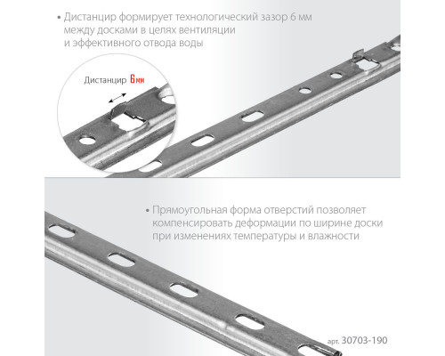 Планка-Волна крепеж для монтажа фасадной и террасной доски 190 мм цинк 80 шт ЗУБР 30703-190