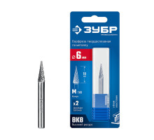 Борфреза твердосплавная 6?18 мм тип M конус с острым углом 14° хв-к 6 мм Профессионал ЗУБР 28811-6-18