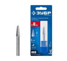 Борфреза твердосплавная 8?22 мм тип L конус с закругленным углом 28° радиус 1.4 мм хв-к 6 мм Профессионал ЗУБР 28810-8-22