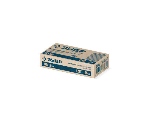ЗУБР FST 18 х 1.8 мм, финишные гвозди по бетону оцинкованные, калибр 15GA, 1000 шт (305389-18)