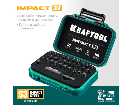 Набор ударных бит Impact-32, 32 шт KRAFTOOL 26066-H32