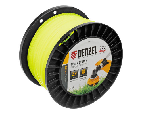 Леска для триммера зубчатый квадрат, 2,4мм х 172м, на DIN катушке FLEX CORD Denzel (96804)