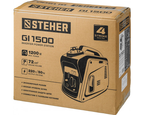 Генератор инверторный 1200 Вт STEHER GI-1500