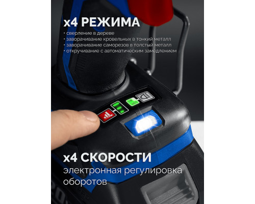 ЗУБР 20 В, 190 Н·м, 2 АКБ LMS (2 А·ч), бесщеточный ударный винтоверт, кейс, ПРОФЕССИОНАЛ (GVB-190-22)