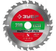 Диск пильный по дереву 210 x 30/20 мм, 24T ЗУБР Быстрый рез 36910-210-30-24_z01