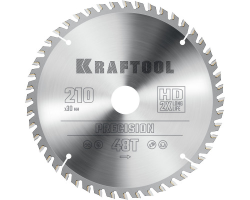 Пильный диск по дереву Precision, 210 х 30 мм, 48Т KRAFTOOL 36952-210-30