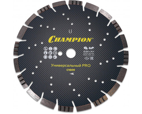 Диск алмазный CHAMPION универсальный PRO 300/25,4/10 Mixtar (бетон,гранит,ж/б,асфальт,известняк) (C1609)