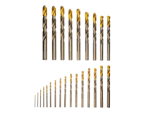 Набор сверл по металлу, 1-13 мм, Р6М5К8-TiN, Golden Tip, 25 шт Denzel (723010)
