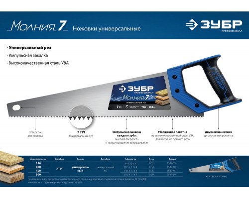 Ножовка универсальная Молния-7, 350 мм ЗУБР Профессионал 1537-35_z02